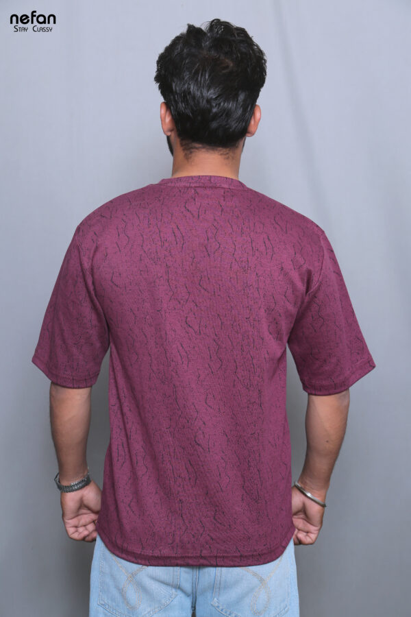 nefan men's Textured Cotton T-Shirt, Half Sleeve {Maroon} - Image 4