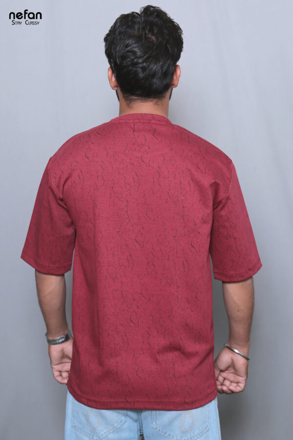 nefan men's Textured Cotton T-Shirt, Half Sleeve {Red} - Image 4