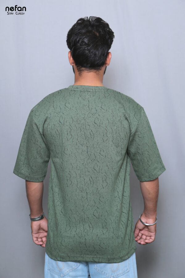 nefan men's Textured Cotton T-Shirt, Half Sleeve {Green} - Image 4