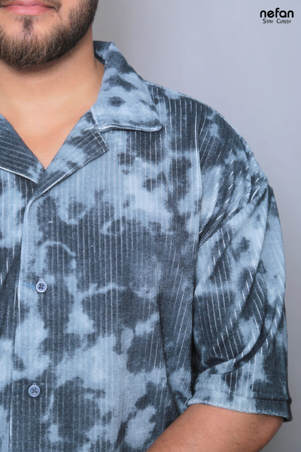 nefan men's Tie-Dye Half Sleeve Casual Shirt {Blue} - Image 2