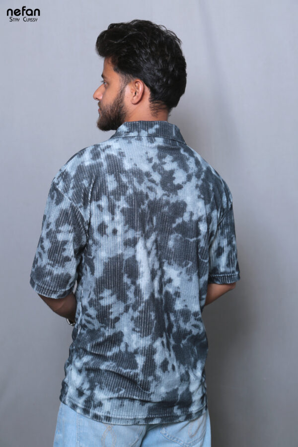 nefan men's Tie-Dye Half Sleeve Casual Shirt {Blue} - Image 4