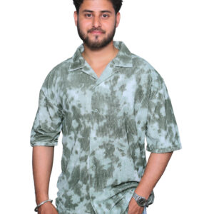 nefan men's Tie-Dye Half Sleeve Casual Shirt {Green}