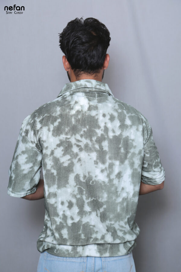nefan men's Tie-Dye Half Sleeve Casual Shirt {Green} - Image 4