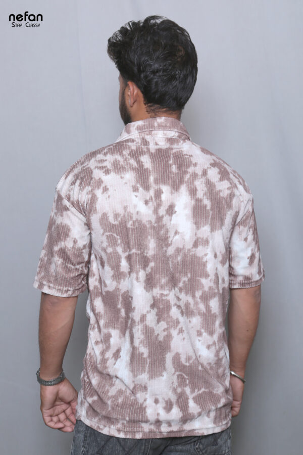 nefan men's Tie-Dye Half Sleeve Casual Shirt {Light Brown} - Image 4