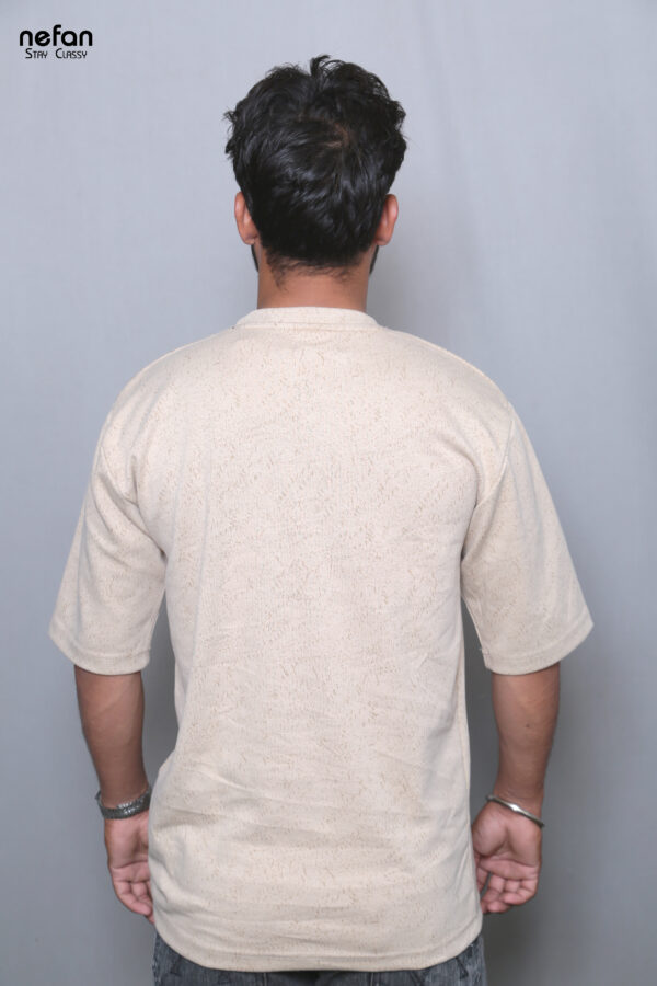 nefan men's Textured Cotton T-Shirt, Half Sleeve {Cream} - Image 4