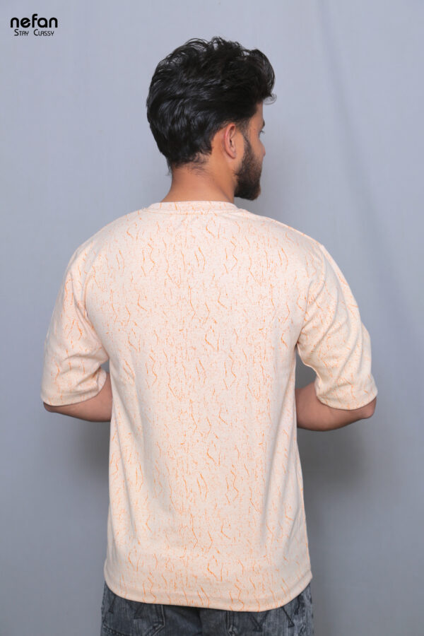 nefan men's Textured Cotton T-Shirt, Half Sleeve {Light Orange} - Image 4