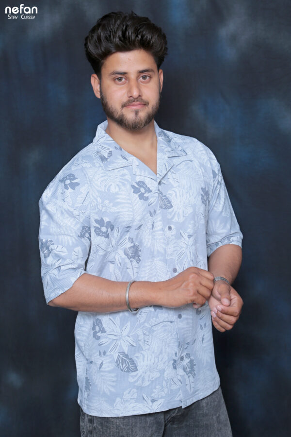 nefan Print Half Sleeve Shirt {Light Blue} - Image 2