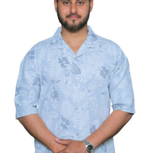 nefan Print Half Sleeve Shirt {Light Blue}