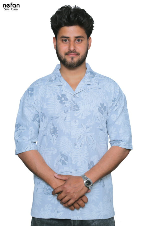 nefan Print Half Sleeve Shirt {Light Blue}