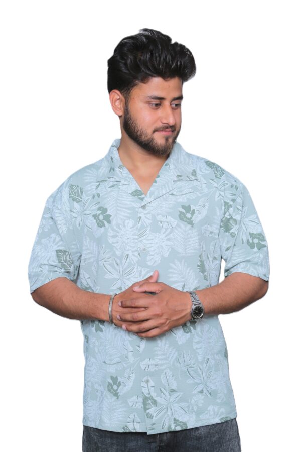 nefan Print Half Sleeve Shirt {Light Green}