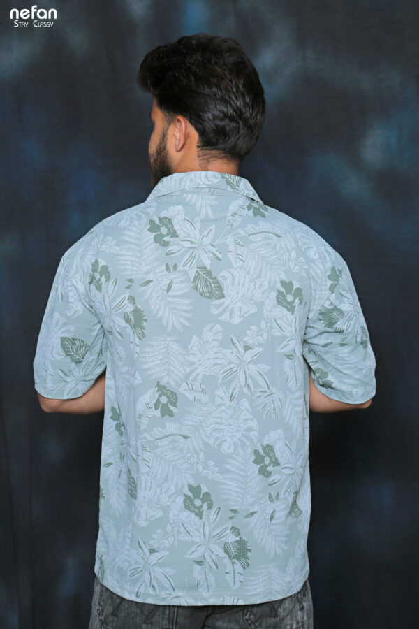 nefan Print Half Sleeve Shirt {Light Green} - Image 3