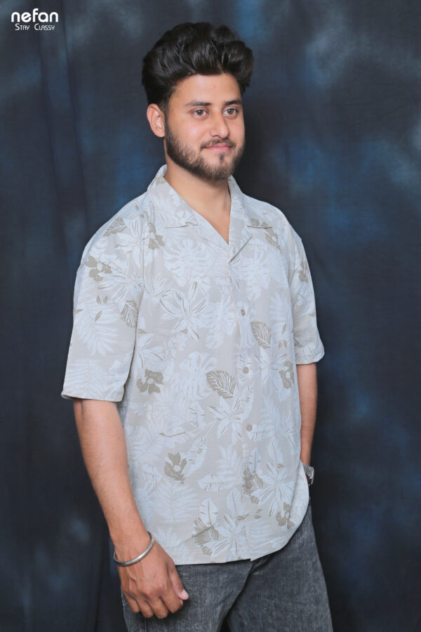 nefan Print Half Sleeve Shirt {Beige} - Image 2