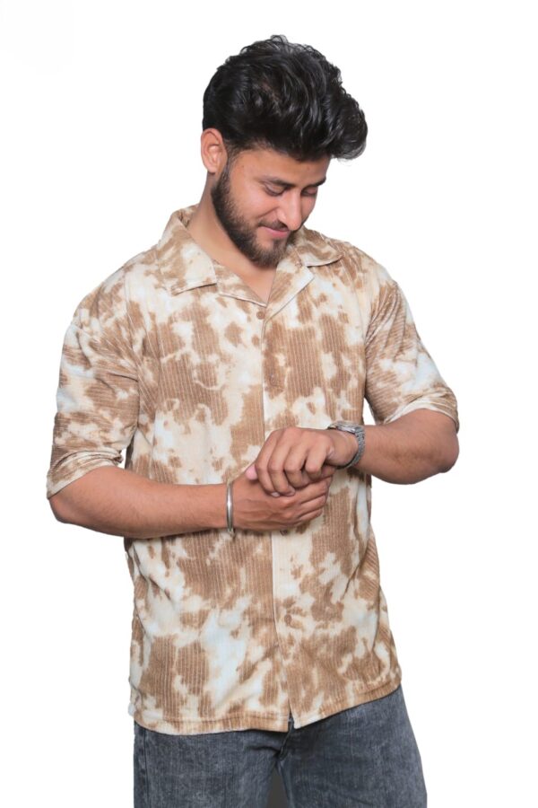 nefan men's Tie-Dye Half Sleeve Casual Shirt {Brige}