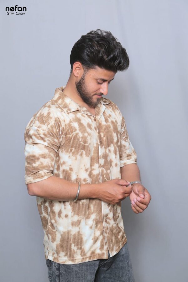 nefan men's Tie-Dye Half Sleeve Casual Shirt {Brige} - Image 2