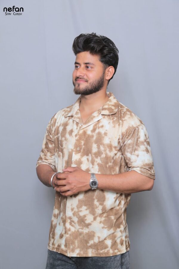 nefan men's Tie-Dye Half Sleeve Casual Shirt {Brige} - Image 3