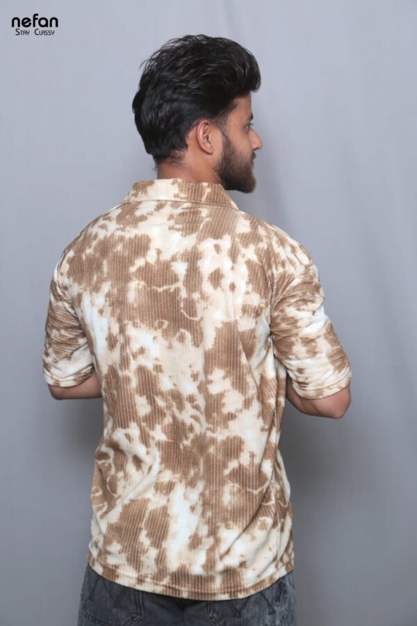 nefan men's Tie-Dye Half Sleeve Casual Shirt {Brige} - Image 4