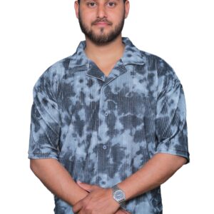 nefan men's Tie-Dye Half Sleeve Casual Shirt {Blue}