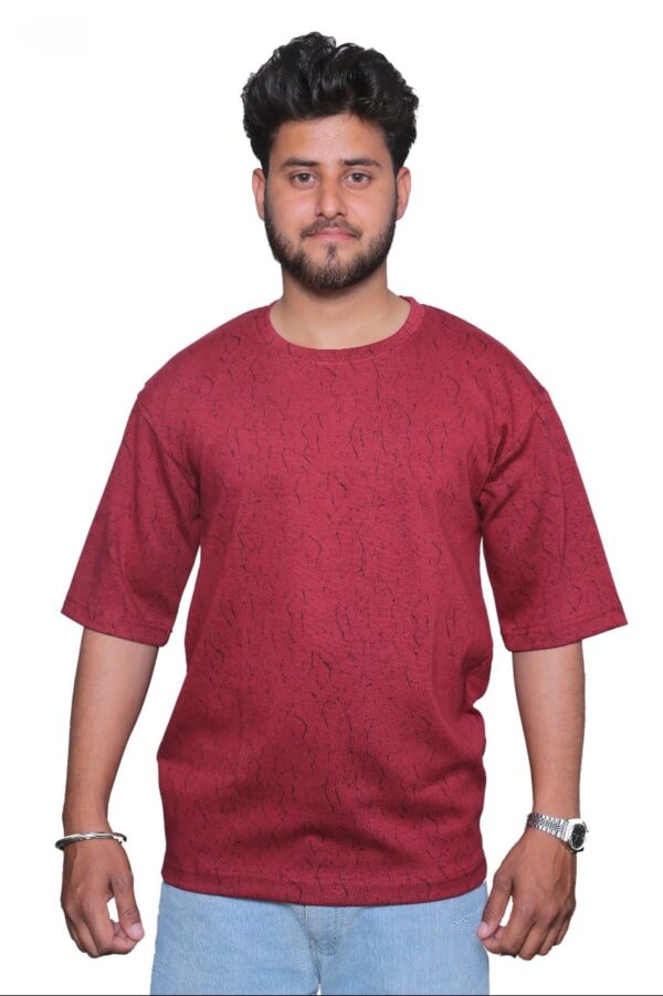 nefan men's Textured Cotton T-Shirt, Half Sleeve {Red}